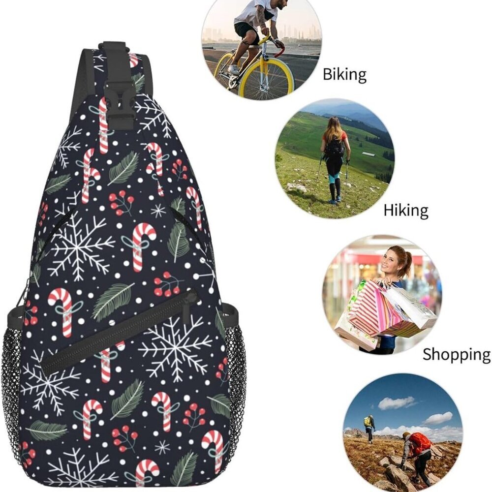 Holiday Pattern Sling Backpack - Adjustable And L… - image 6
